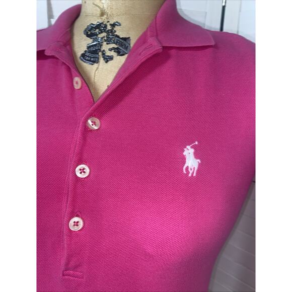 Ralph Lauren Sport Cotton Polo Pink Dress White Logo Embroidered SMALL - Picture 3 of 8
